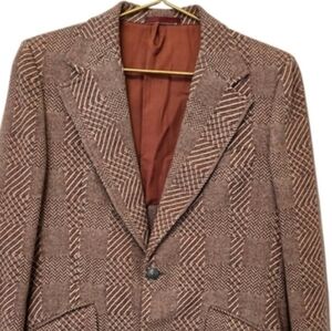 VTG Hudsons Tweed mens blazer 39R Burgundy